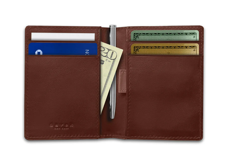 DAVEK SLIM FOLD with mini pen & pull tab - BROWN - Image 3