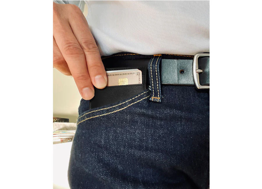 DAVEK SLIM WALLET with mini pen - BLACK - Image 7