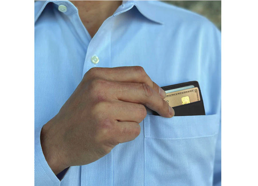 DAVEK SLIM WALLET with mini pen - BLACK - Image 8